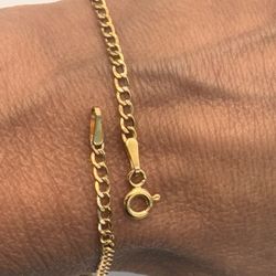 10k Yellow Gold 2mm Cuban Anklet 10” Long 