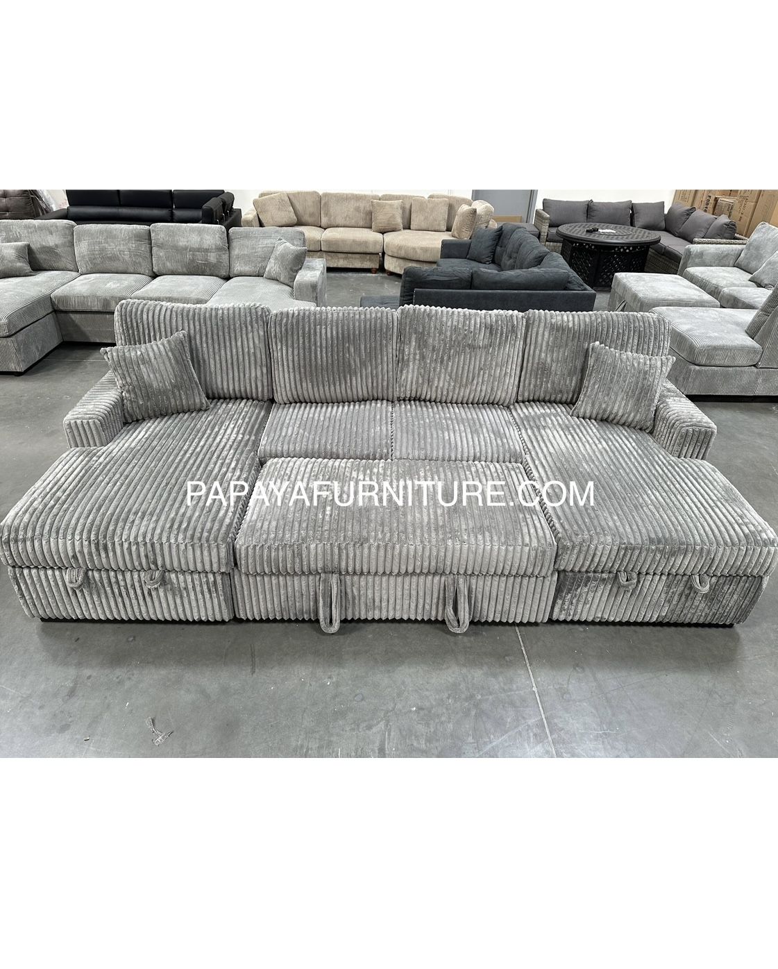 120”Plush U-Shaped Gray Sectional Sofa Bed With Storage Chaises, Sectionals, Sofa, Couch, Sectional Sofa With Storage, Sleeper Sofa. Sofabed, Sofa Bed