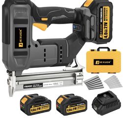 JEXUGK Nail Gun, Brad Nailer Cordless with 2 x 4.0Ah Battery, 2-in-1 18 Gauge Electric Pistola De Clavos De Bateria with 1200pcs Nails,Power Nailers &
