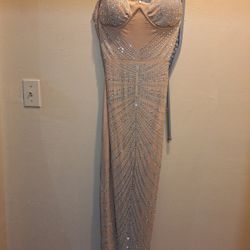 Size Medium  Tan Slim Stretch Celebration Dress