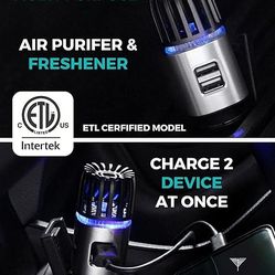 Ionic Car Air Purifier with Dual USB Car Charger