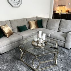 Cottage Chic Beige Left Arm Sectional w/ sleeper 