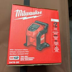 NEW Milwaukee 2475-20 M12 Fastest Cordless Portable Compact Inflator