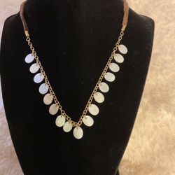 Gold Adjustable Chain Necklace With Pearl Drops