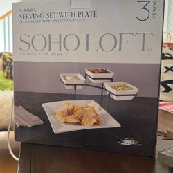 Soho Loft 3 Bowl Serving Set With Plate