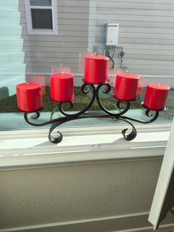 Iron Candelabra ~ 12-1/2h x 28-1/2 x 5w