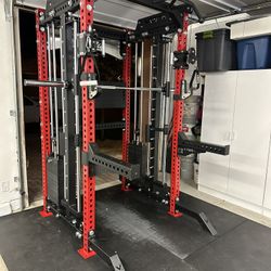 PRO SERIES Ultimate 3-1 Half Rack Functional Trainer w/Smith Machine Bar | 400lb Stack | Gym Equipment | Fitness | Commercial | Squat Rack 