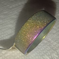 Sz11 Rainbow-Colored Stainless Steel Ring Textured, Sandblasted Glitter Finish. More Sizes Available