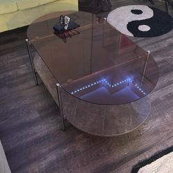 Brown Glass/Grey Marble Coffee Table