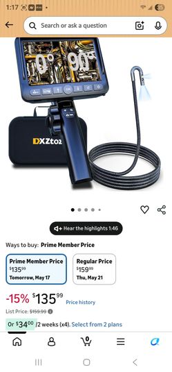 DXZtoz Dual-Lens Articulating Borescope with Light, 5-inch Engine Endoscope Inspection Camera with Articulated Snake Camera, 1080P Videoscope for Auto