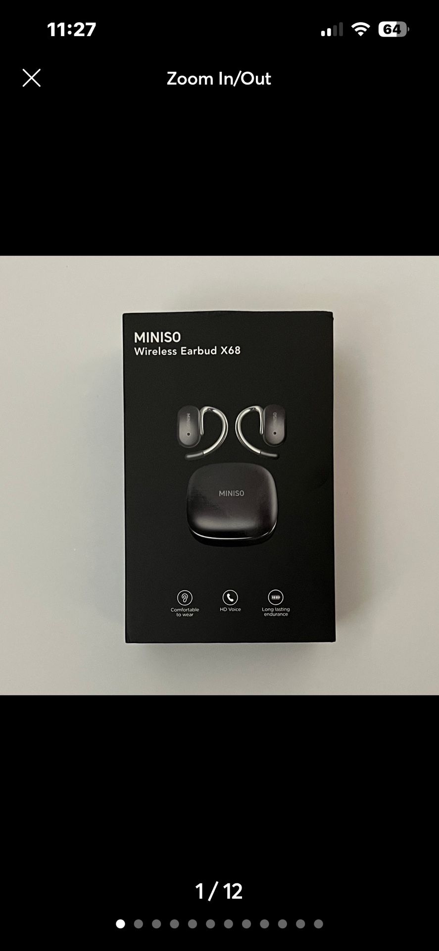 MINISO Wireless Earbuds X68 In Black New In Box