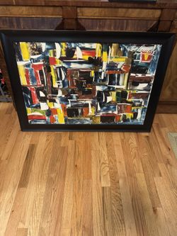 Original Selhorst Oil Painting Mid Century Abstract On Canvas Framed