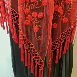 SPANISH BEAUTY!!ROYAL RED WRAP OR SHAWL