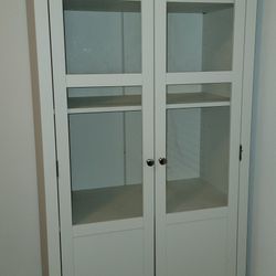 White Bookcase Cabinet With Glass Door