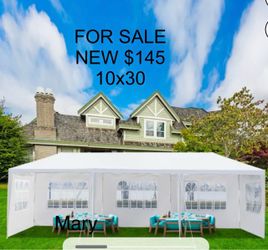 10 X 30Ft Party Tent With Sidewalls, Outdoor Event Canopy With Removable Panels