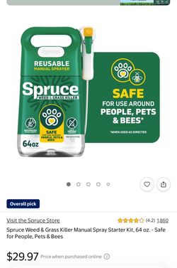 Spruce Weed & Grass Killer Manual Spray Starter Kit, 64 oz. - Safe for People, Pets & Bees