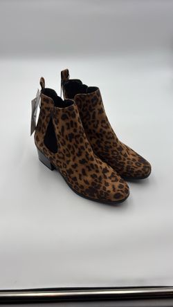 Women’s Brown Black Animal Print Ankle Boots- Size 7.5