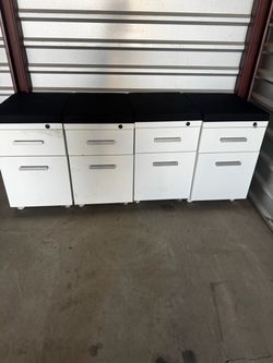 Mobile Pedestal Drawers with Black Fabric Cushion