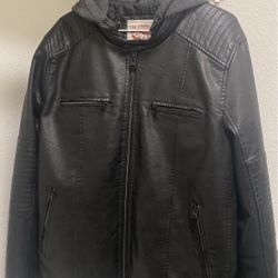 Levi’s Leather Jacket with Hoodie Large 