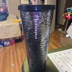 Starbucks Black Sequin Venti 24oz Travel Tumbler
