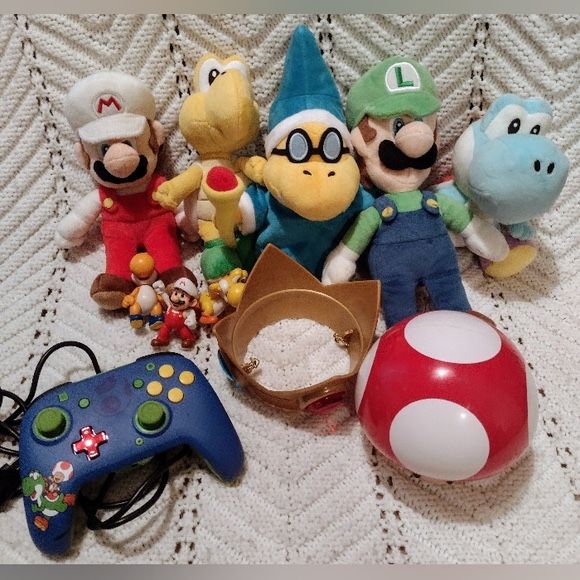 Super Mario Lot Plush Switch Controller Princess Peach Crown Power Up Mushroom 