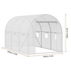 Walk-in Tunnel Greenhouse 9.58x6.43x6.23ft Galvanized Frame PE Cover White