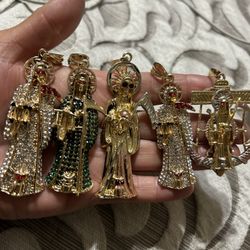 Santa Muerte Pendant.  Gold Plated.  $45