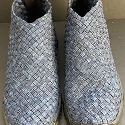 Bernie Mev Chesca Women's Silver Woven Elastic Ankle Boots Size EU 38 US 8.5 NEW