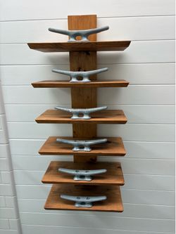 Handmade Nautical Cleat Shelf – Reclaimed Wood Wall Organizer