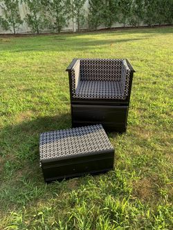 One of a kind chair and ottoman