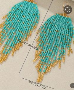 Torquoise& gold glass buy 1 2nd is freebeads earrings