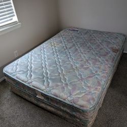 Box Spring And Mattress.  And A Wooden Dresser 