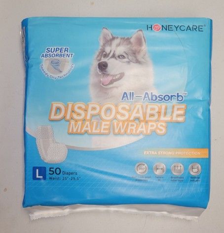 HONEY CARE All-Absorb A24 Male Dog Wrap, 50 Count, Large