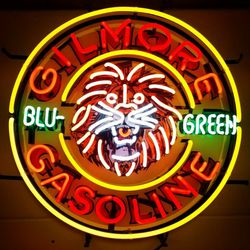 Gilmore Gasoline blu-green oil and gas neon sign