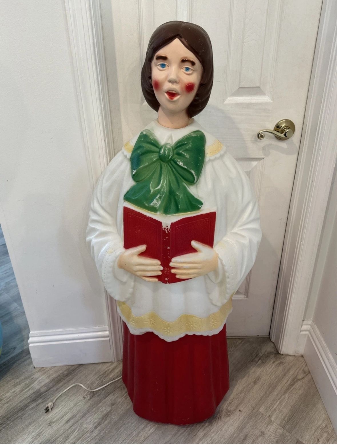 Vintage 50" Empire Blowmold Caroler Girl Needs New Light