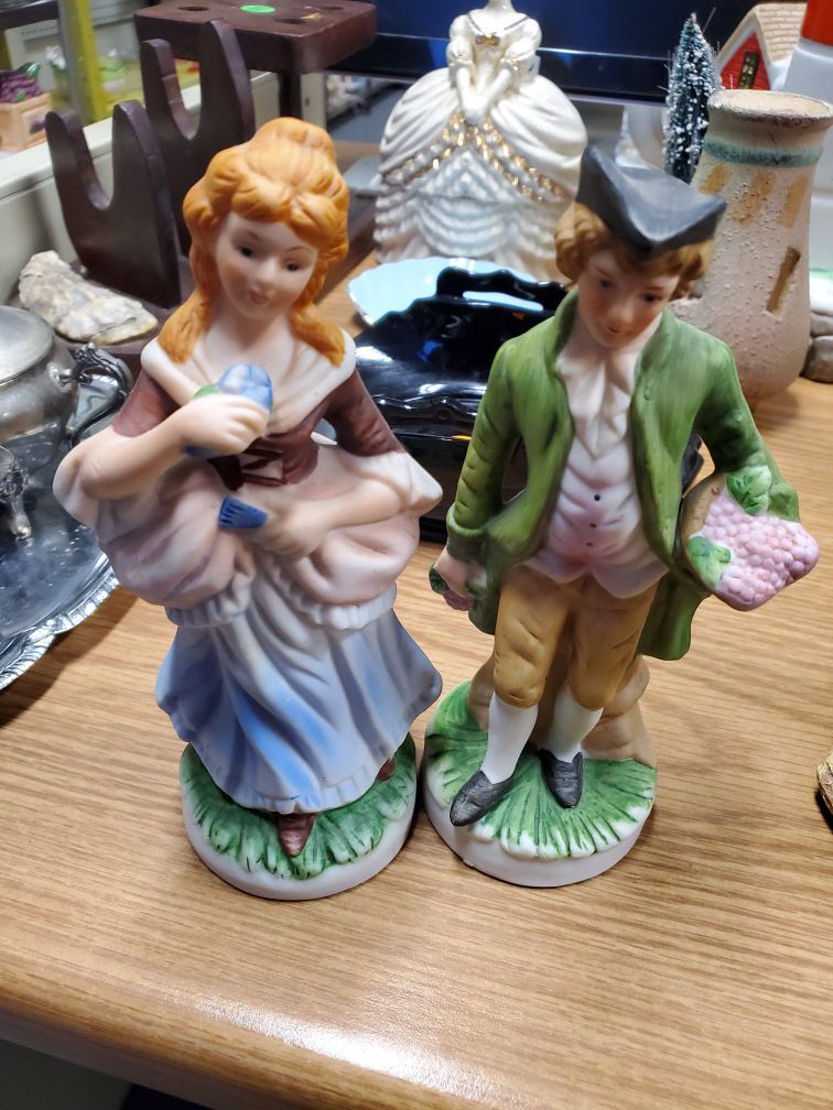 Vintage FBIA Bisque Man and Woman Figurines
