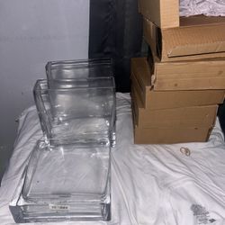 Set Of 6 Glass Flower Vases 