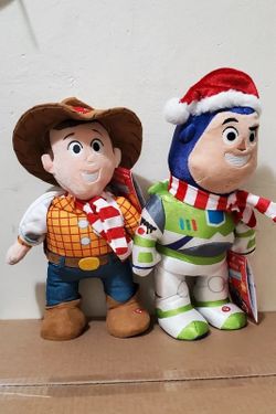 Disney Pixar Toy Story Woody & Buzz Lightyear Christmas Animated Musical Plush