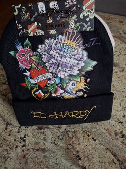 Ed Hardy 2 PC Hats Beanies Black/ Pink