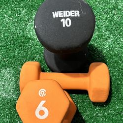 Weider 10 Lb. Champion C9 6 Lb. Neoprene Hex Dumbbell Hand Weight Dumbbells