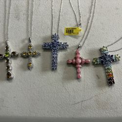 Sterling Silver Crosses With Necklace.  