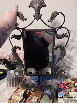 Metal Mirror with candle holders