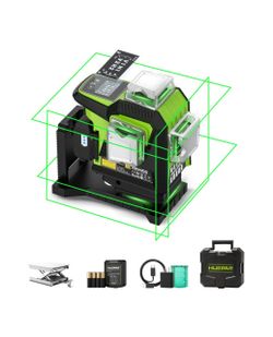 NEW Huepar HX04CG 4D 4x 360 Green Laser Level Self Leveling 360 Brackett w/ Case