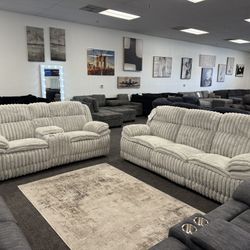 2pc XL Sofa & Loveseat Recliner Set - $0 Down Financing Available 