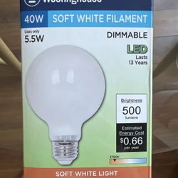 Westinghouse 40W Soft White Filament LED Bulb – Dimmable (Model 50172)