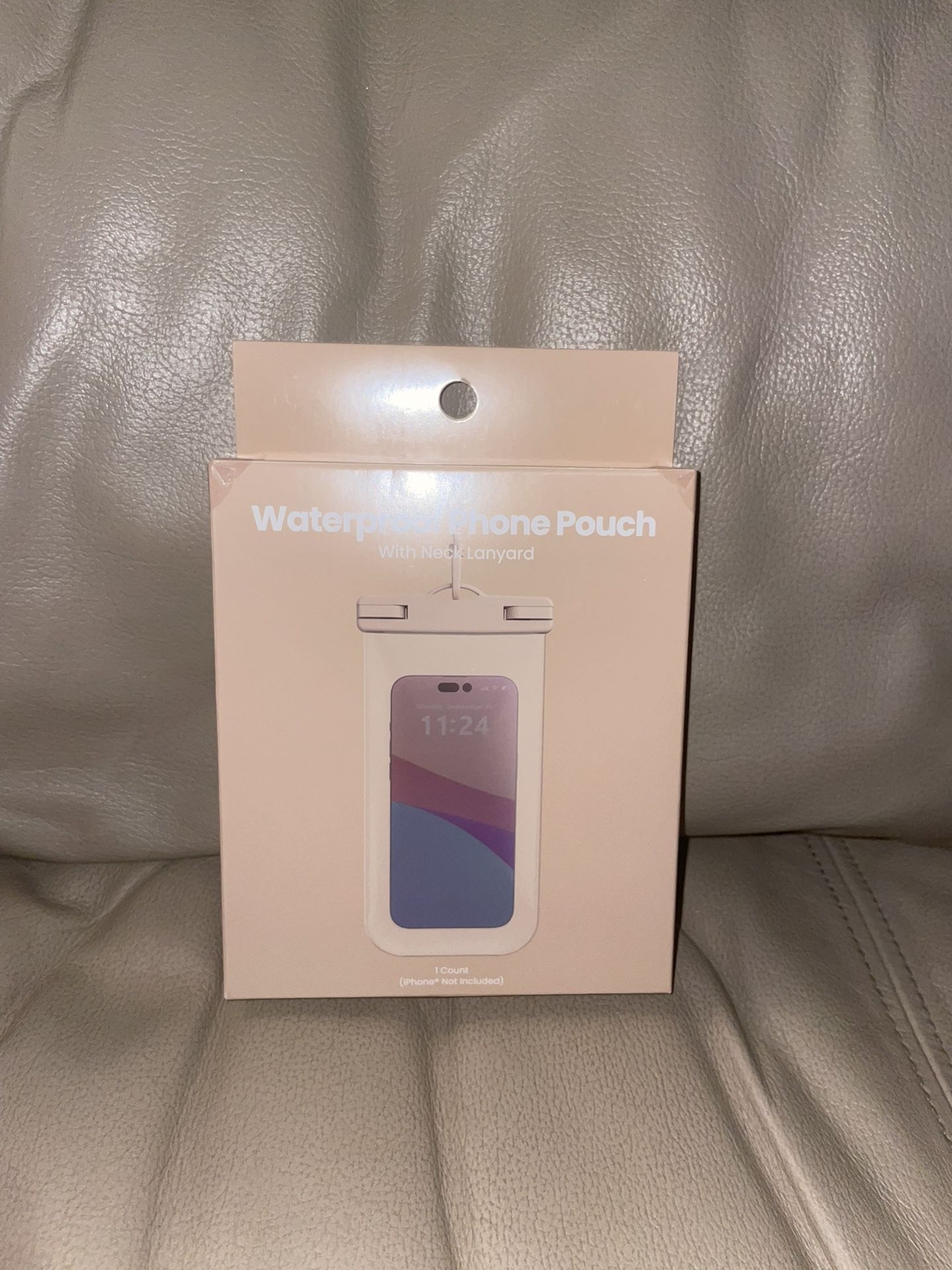 Waterproof Phone Pouch with Neck Lanyard - Cream NWT Fits Phones Up To 7”