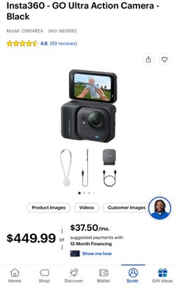 Insta 360 Go Ultra Action Camera with all shown accessories