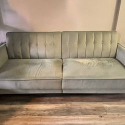 DHP Ivana Velvet Futon Sofa – Light Green – Convertible