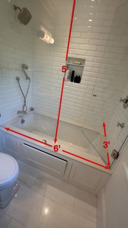 AMERICH White Bathtub with Glass Shower Enclosure – 72” x 36”