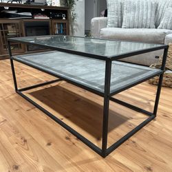 World Market Glass Coffee Table, Two Levels With Iron Frame
